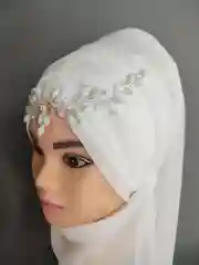 Белый украшение на мусульманский платок веточка на Никах