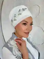 Розовый украшение на мусульманский платок веточка на Никах
