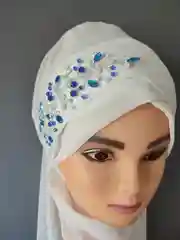 Синий украшение на мусульманский платок веточка на Никах