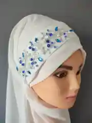 Синий украшение на мусульманский платок веточка на Никах