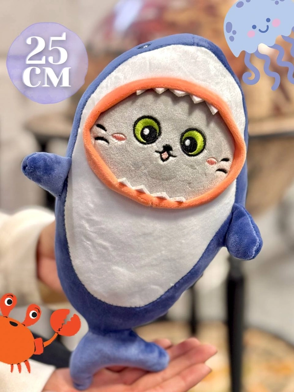 Мягкая игрушка Котакула, плюшевая кот акула, 30 см