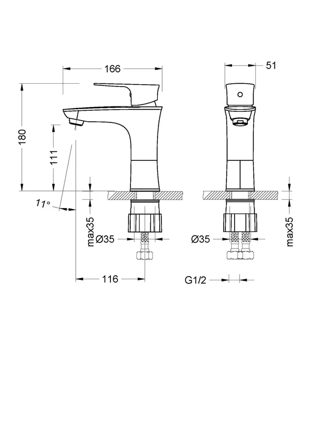 Смеситель Lemark Nero LM0206C, для раковины