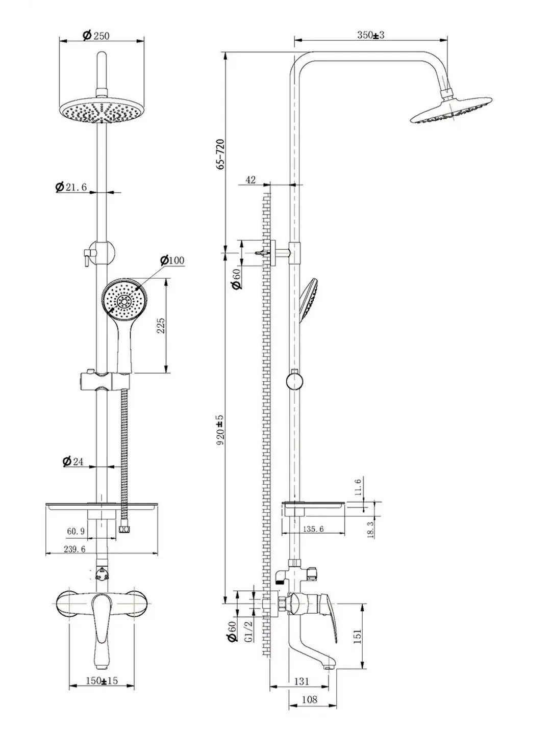 Смеситель Lemark Linara LM0462C, для ванны и душа