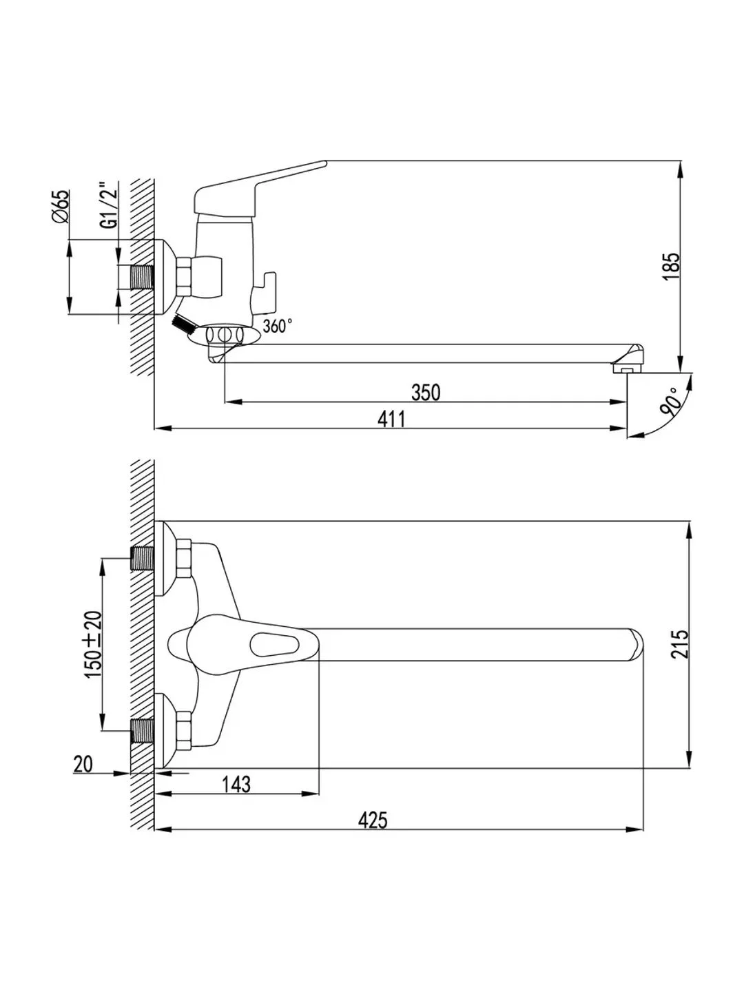 Смеситель Lemark Luna LM4151C, универсальный