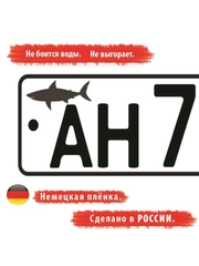 Наклейка на автомобиль. Наклейка на гос номер "Акула", Размер: 5*2,3см. Цвет Чёрный. 2шт