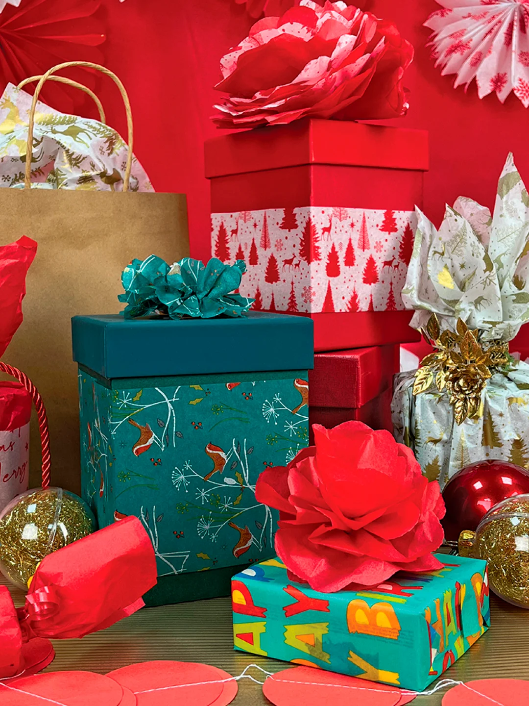 Набор упаковочной бумаги тишью ErichKrause Decor Merry Christmas, 4 листа, 50х70 см