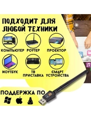 Wi-Fi-адаптер для компьютера 2.4 ГГц с антенной (беспроводной Wi-Fi модуль) для DVB-T2