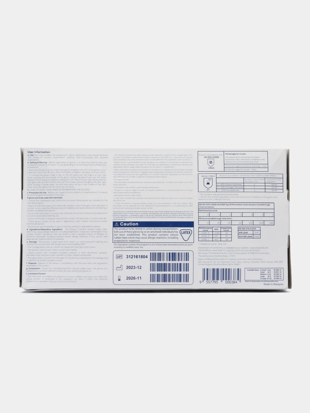 Перчатки медицинские одноразовые Dermagrip Classic, 630065, латексные смотровые 100 шт XL