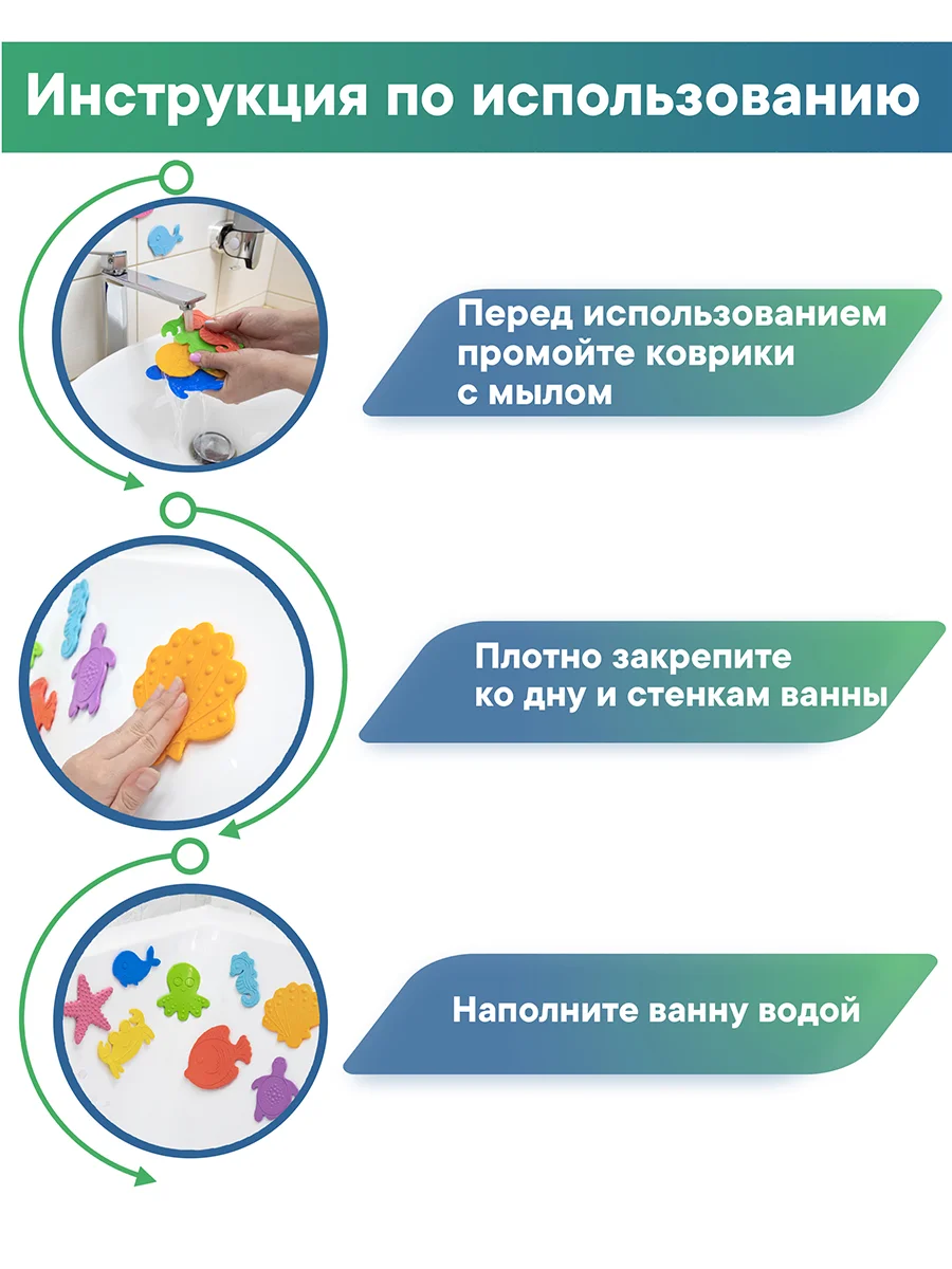 Детские мини-коврики для ванной "Подводный мир", ВИЛИНА