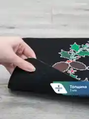 Черный коврик придверный новогодний "Венок" 40 х 60 см, Вилина