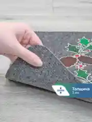 Серый коврик придверный новогодний "Венок" 40 х 60 см, Вилина