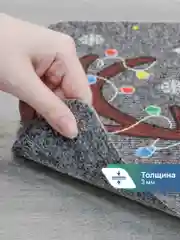 Серый коврик придверный новогодний "Рожки" 40 х 60 см, Вилина