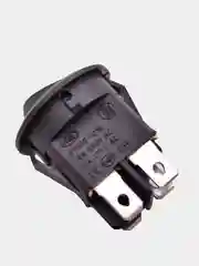 Выключатель клавишный КРУГЛЫЙ 250V 6А (4с) ON-OFF черный (+ клеммы и термоусадка)