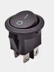 Выключатель клавишный КРУГЛЫЙ 250V 6А (4с) ON-OFF черный (+ клеммы и термоусадка)