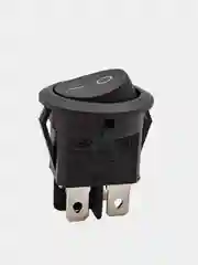 Выключатель клавишный КРУГЛЫЙ 250V 6А (4с) ON-OFF черный (+ клеммы и термоусадка)