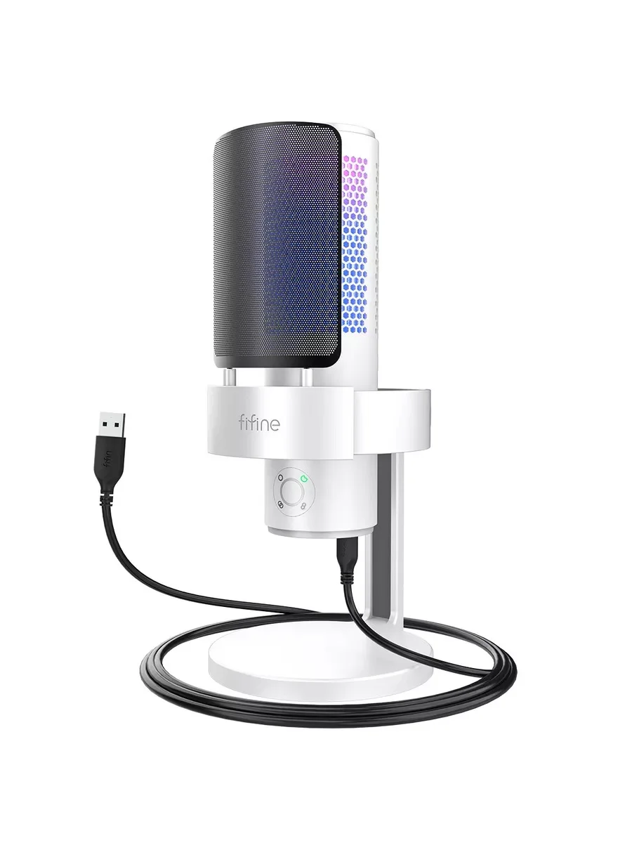 Белый конденсаторный RGB USB-микрофон Fifine AmpliGame A9 белый микрофон для компьютера игровой