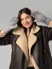 Женские перчатки с мехом и сенсорным пальцем