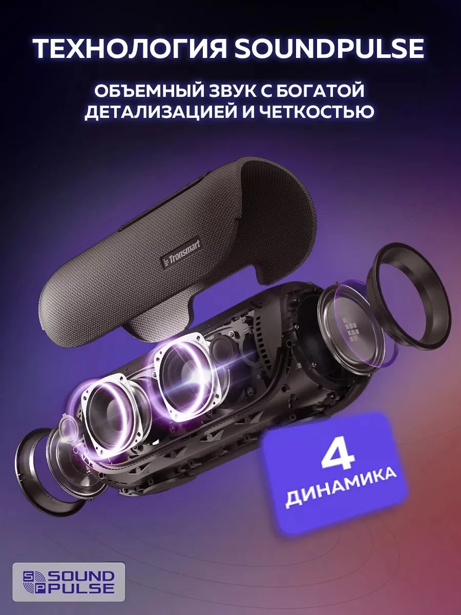 Черный колонка портативная беспроводная блютуз Tronsmart Bang 60W