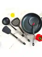 Черный шумовка, половник, лопатка для мяса, лопатки, комплект для приготовления