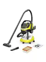 Желтый бытовой пылесос KARCHER WD 5 S V-25/5/22, для влажной и сухой уборки, 1.628-350.0