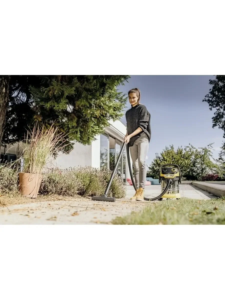 Желтый бытовой пылесос KARCHER WD 5 S V-25/5/22, для влажной и сухой уборки, 1.628-350.0