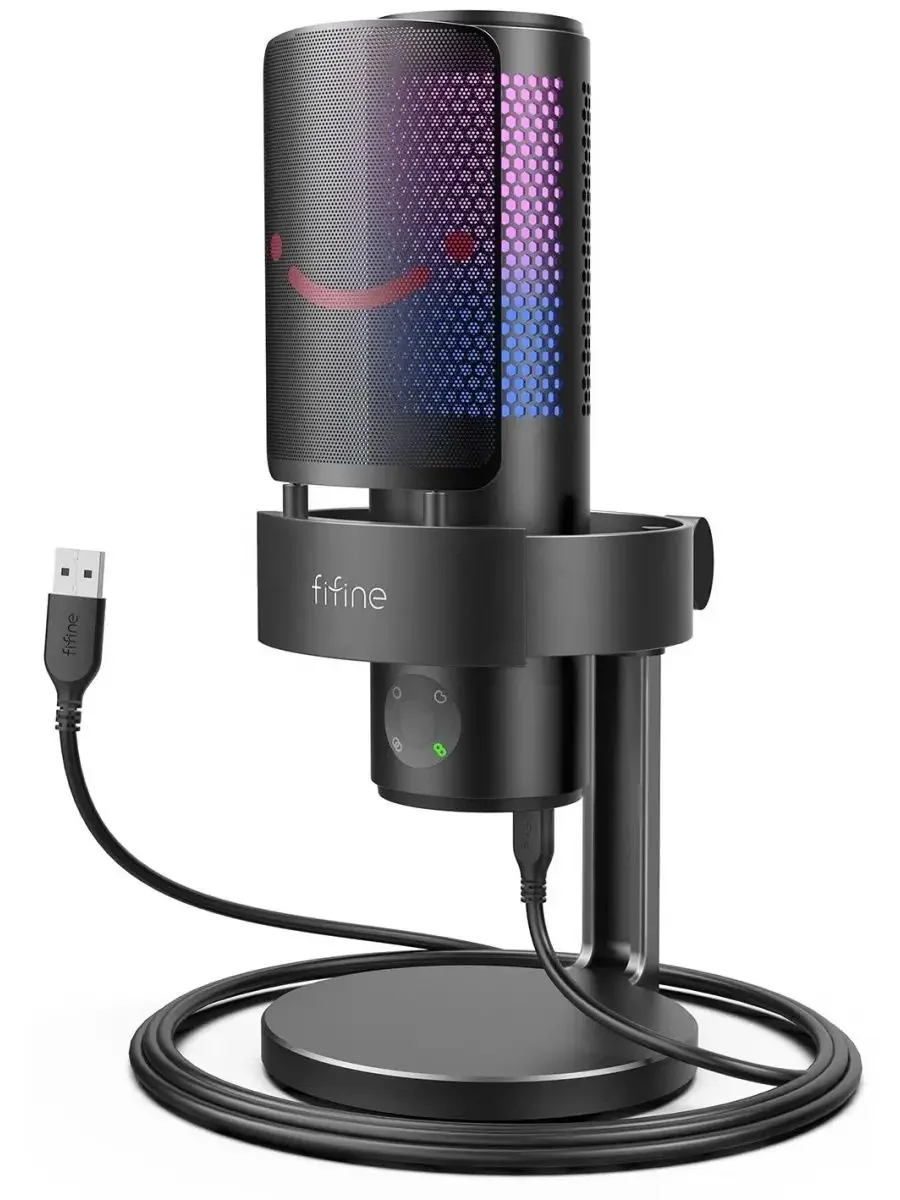 Черный конденсаторный RGB USB-микрофон Fifine AmpliGame A9 микрофон для компьютера игровой