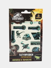 Наклейки - татуировки светящиеся Мир Юрского периода, 3 листа, диз. 2