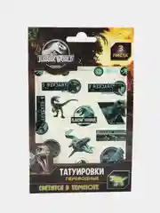 Наклейки - татуировки светящиеся Мир Юрского периода, 3 листа, диз. 2