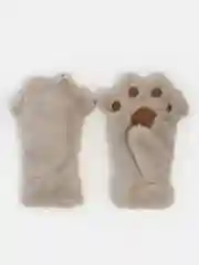 Серый меланж женские варежки лапки с мехом