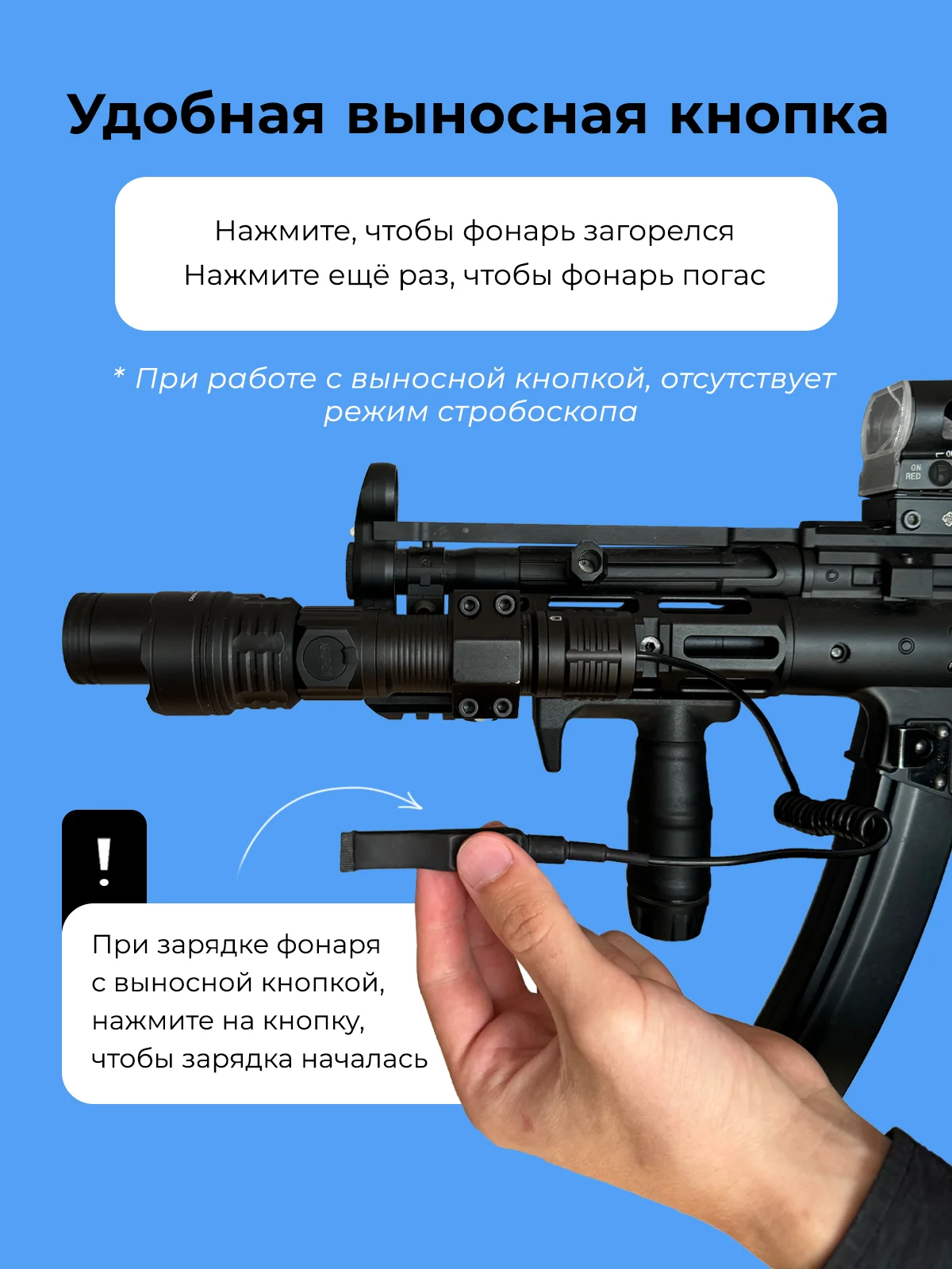 Подствольный фонарь тактический для охоты, на оружие