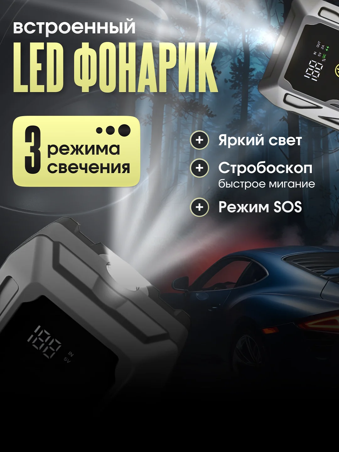 Автомобильное пусковое устройство Jump Starter 37000 мВтч