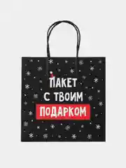 Рыжий пакет подарочный новогодний с приколами, 22 х 22 х 11 см