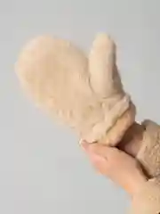 Женские теплые варежки с мехом