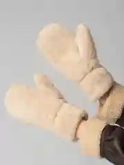 Женские теплые варежки с мехом