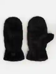 Черный женские теплые варежки с мехом