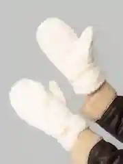 Женские теплые варежки с мехом