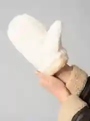 Женские теплые варежки с мехом