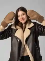 Женские теплые варежки с мехом