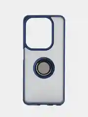 Синий чехол противоударный Infinix HOT 40/40 Pro, с металлической подставкой кольцом