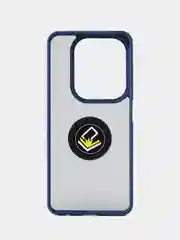 Синий чехол противоударный Infinix HOT 40/40 Pro, с металлической подставкой кольцом