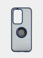 Синий чехол противоударный Honor 200 lite (Хонор 200 Лайт), с металлической подставкой кольцом