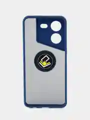 Синий чехол противоударный Tecno Pova 5 (Техно Пова 5), с металлической подставкой кольцом