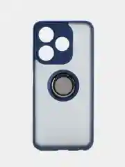 Синий чехол противоударный Tecno Spark 10 / Spark 10C, с металлической подставкой кольцом