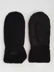 Черный женские теплые варежки с мехом