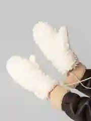 Женские теплые варежки с мехом