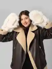 Женские теплые варежки с мехом