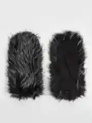 Черный женские теплые варежки с мехом