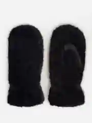 Черный женские теплые варежки с мехом