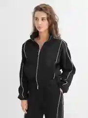 Черный костюм женский теплый, утепленный спортивный костюм