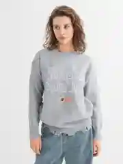 Серый oversized свитер женский с принтом